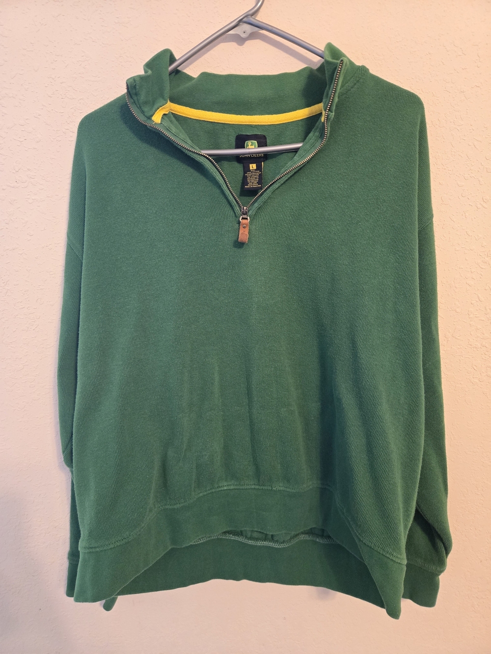 Vintage John Deere Green Quarter-Zip Pullover Sweater